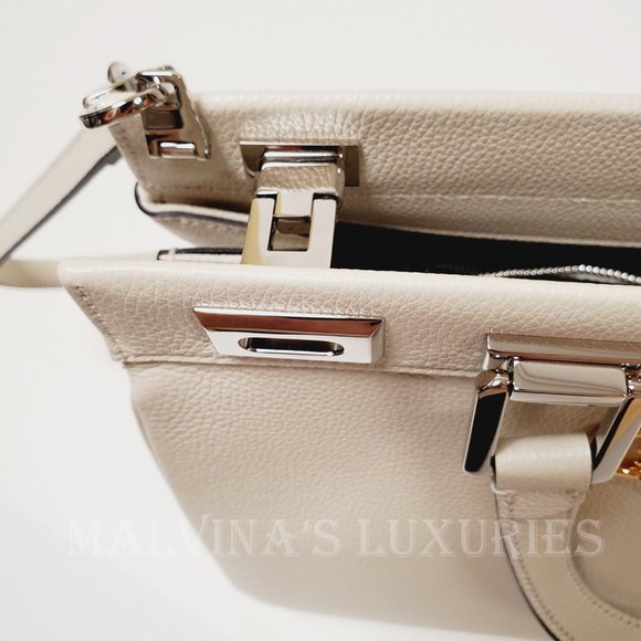 GUCCI BAG 564714 ZUMI MEDIUM GRAINY WHITE LEATHER TOP HANDLE INTERLOCKING G LOGO - Picture 12 of 16
